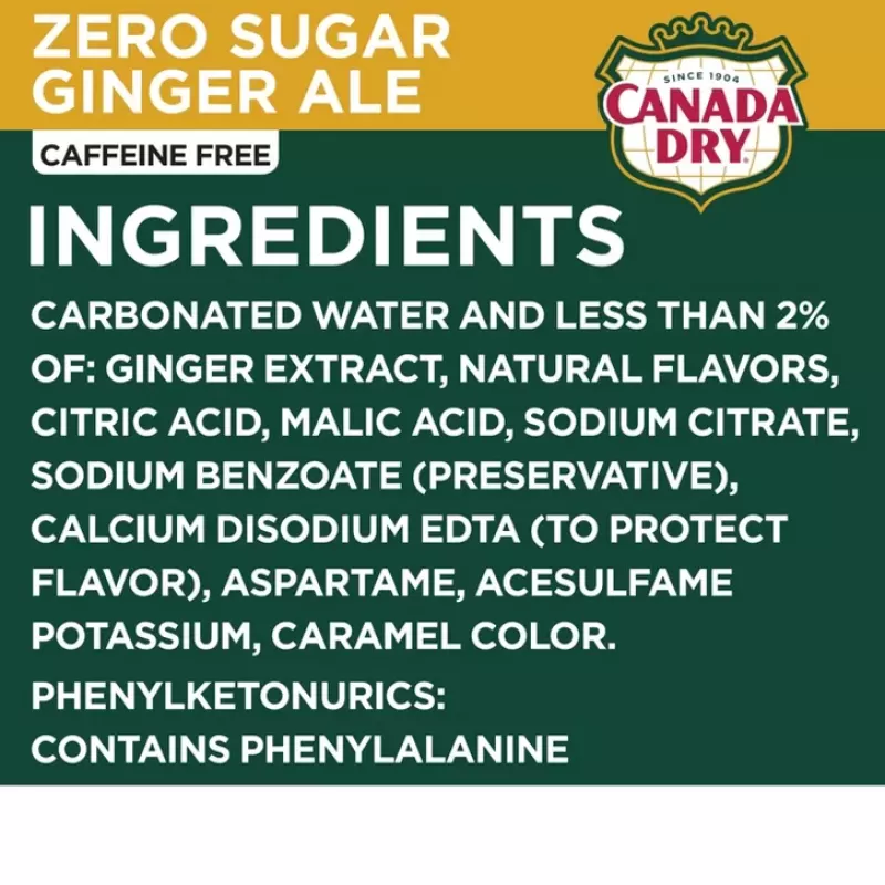Canada Dry Zero Sugar Ginger Ale 20 fl oz Bottle Canada Dry Zero Sugar Ginger Ale 20 fl oz Bottle