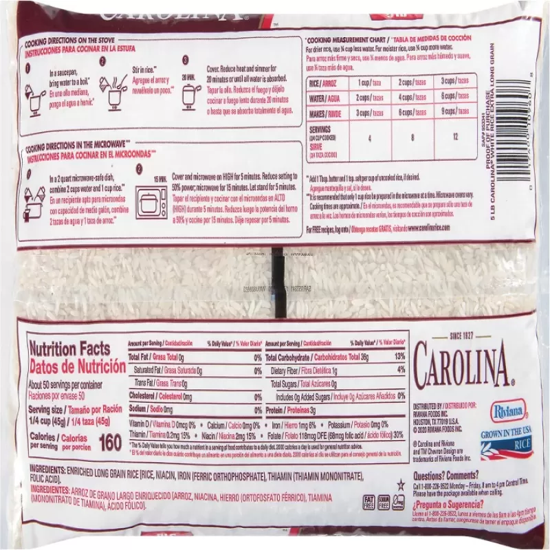 Caroline Extra Long Grain White Rice 5lb Caroline Extra Long Grain White Rice 5lb