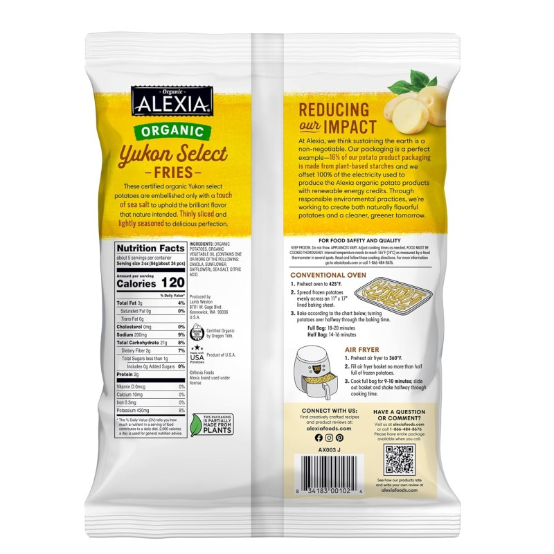 Alexia Organic Yukon Select Fries 15 oz (Frozen) Alexia Organic Yukon Select Fries 15 oz (Frozen)