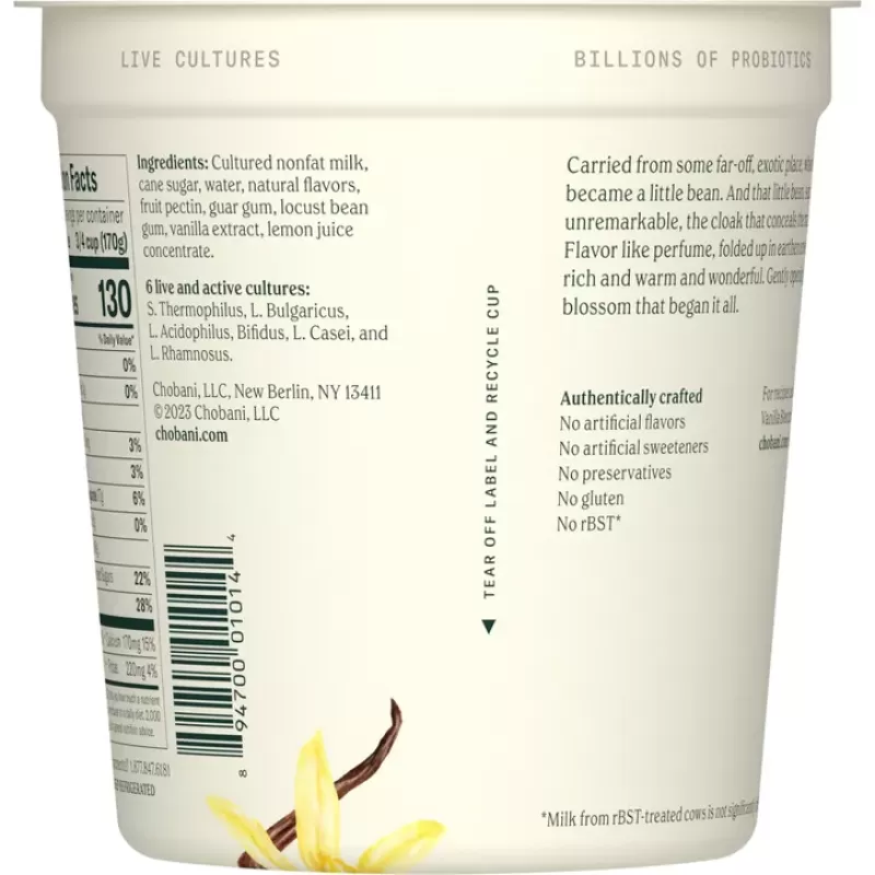 Chobani Vanilla Blended Greek Yogurt Chobani Vanilla Blended Greek Yogurt