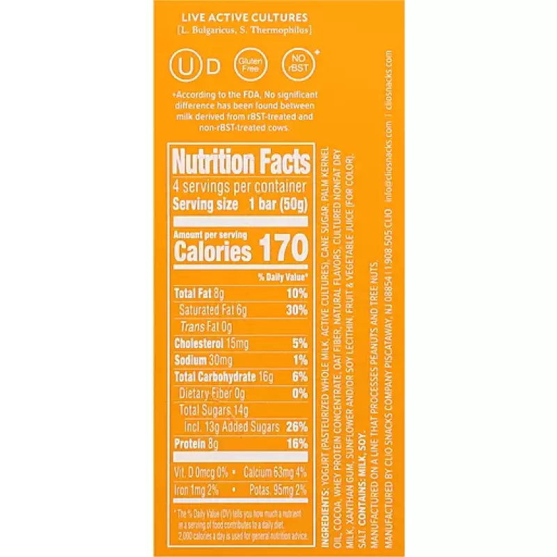 Clio Greek Yogurt Bars Pumpkin Spice 4 packs