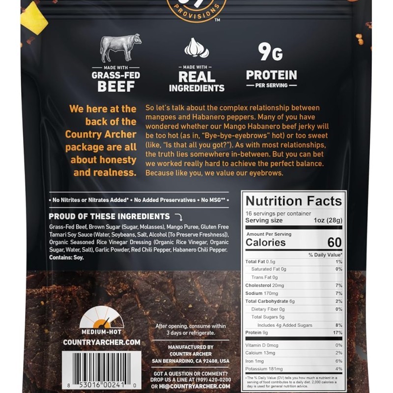 Country Archer Mango Habanero Beef Jerky