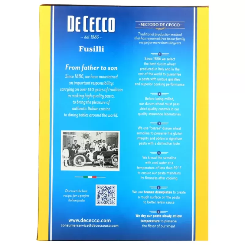 De Cecco Fusilli Pasta De Cecco Fusilli Pasta