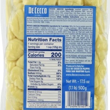 De Cecco Pasta Potato Gnocchi De Cecco Pasta Potato Gnocchi