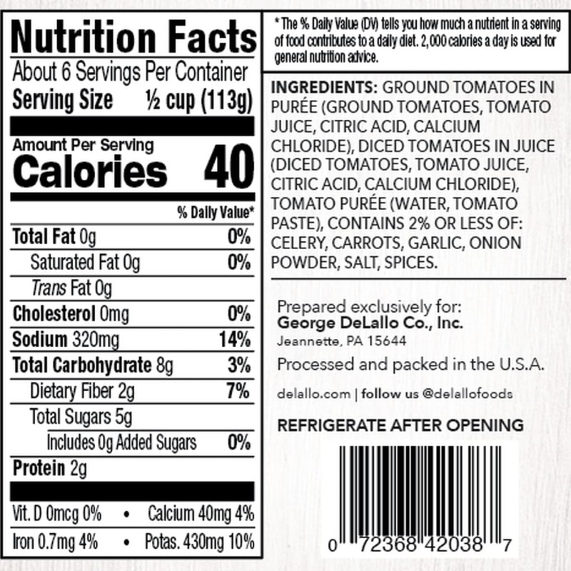 DeLallo Fat-Free Marinara Pasta Sauce DeLallo Fat-Free Marinara Pasta Sauce