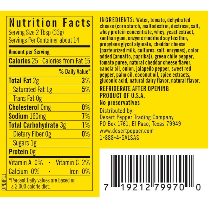 Desert Pepper Chili Con Queso Salsa, Medium, 16 oz