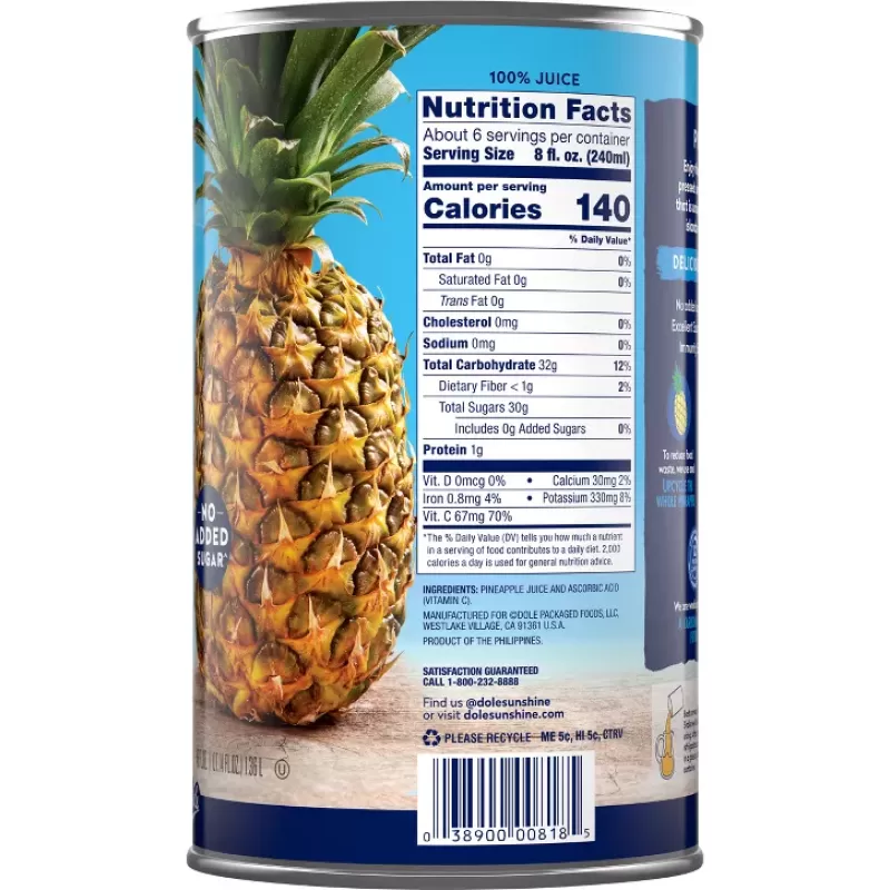 Dole 100% Pineapple Juice Dole 100% Pineapple Juice