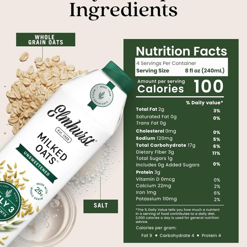 Elmhurst Unsweetened Milked Oats Beverage Elmhurst Unsweetened Milked Oats Beverage
