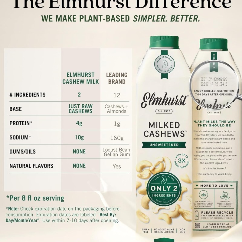 Elmhurst Unsweetened Milked Cashews Elmhurst Unsweetened Milked Cashews
