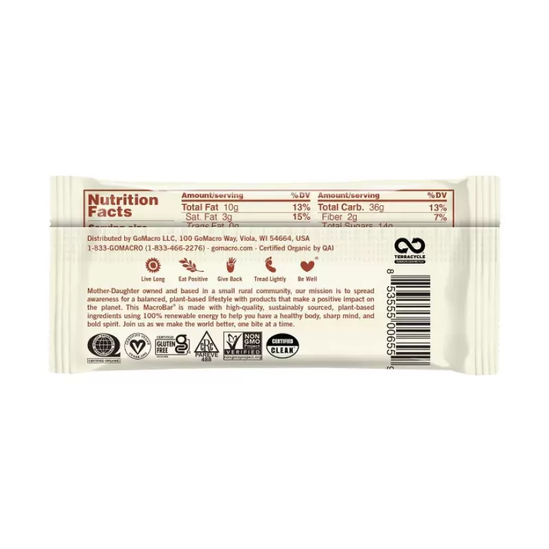 GoMacro  Double Chocolate + Peanut Butter Chips MacroBar GoMacro  Double Chocolate + Peanut Butter Chips MacroBar