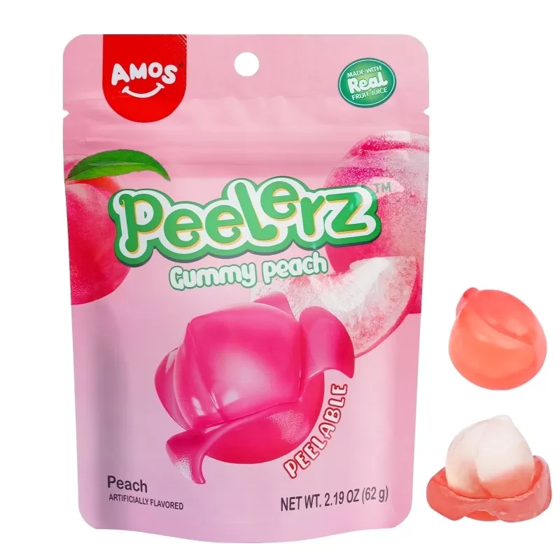 Amos Peelerz Peachable Peach Gummy Candy Amos Peelerz Peachable Peach Gummy Candy