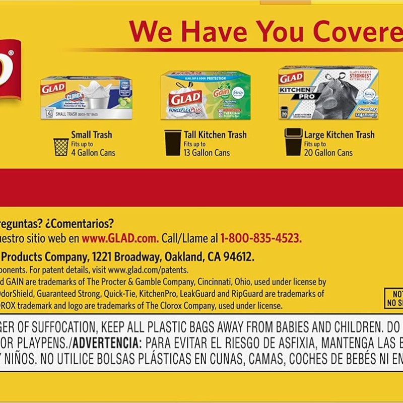 Glad Quick-tie Tall Kitchen Bags 80 ct