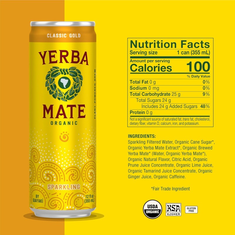 Guayaki Yerba Mate Classic Gold Sparkling Guayaki Yerba Mate Classic Gold Sparkling