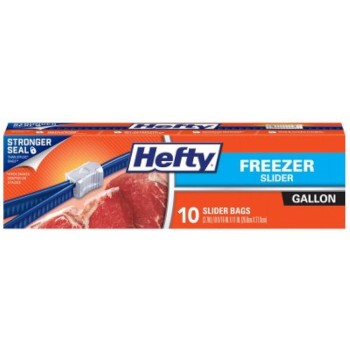 Hefty One Zip Freezer Bags Gallon Size 10 ct