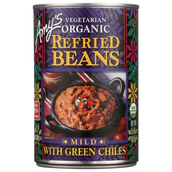 Amy's Organic Vegetarian Refried Beans Mild with Green Chiles