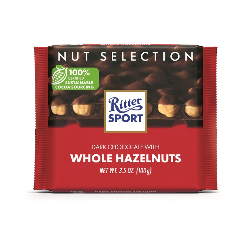 RITTER SPORT MILK CHOCOLATE WITH WHOLE HAZELNUTS RITTER SPORT MILK CHOCOLATE WITH WHOLE HAZELNUTS