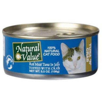 Natural Value Cat Food, Red Meat Tuna In Jelly Topped With Crab, 5.5 OZ Natural Value Cat Food, Red Meat Tuna In Jelly Topped With Crab, 5.5 OZ