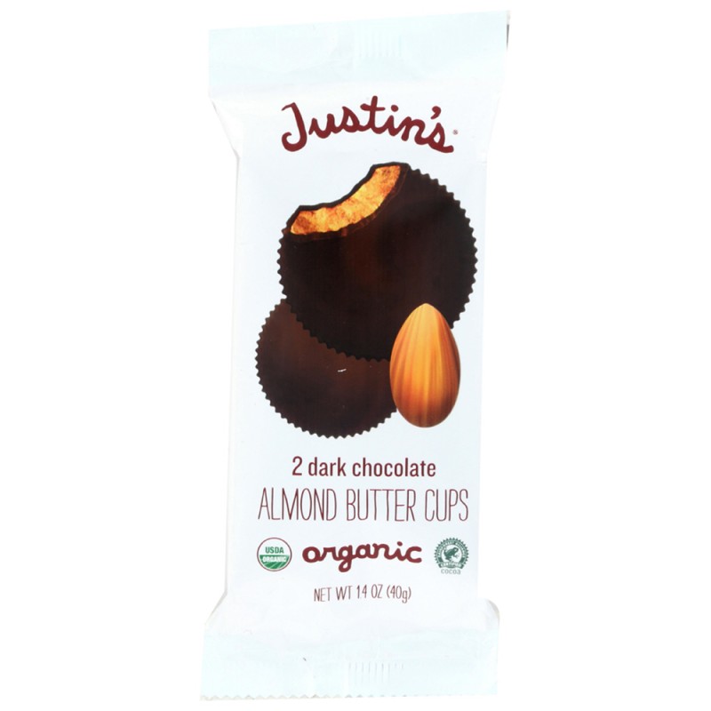 JUSTIN DARK CHOCOLATE ALMOND BUTTER CUPS JUSTIN DARK CHOCOLATE ALMOND BUTTER CUPS