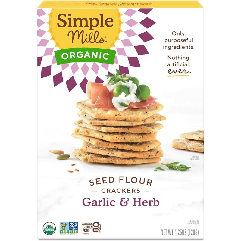 SIMPLE MILLS ORG CRACKERS GARLIC & HERB SIMPLE MILLS ORG CRACKERS GARLIC & HERB