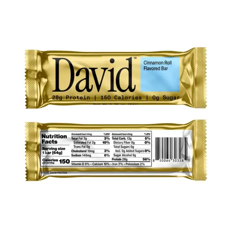 David Salted Cinnamon Roll Flavored Protein Bar David Salted Cinnamon Roll Flavored Protein Bar
