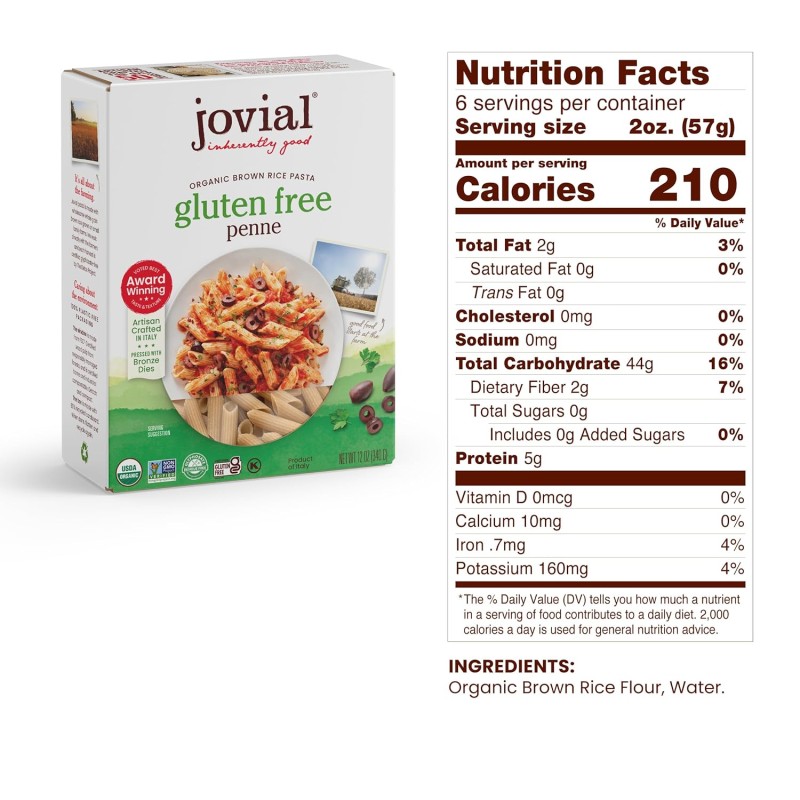 Jovial Organic Brown Rice Penne Rigate Jovial Organic Brown Rice Penne Rigate