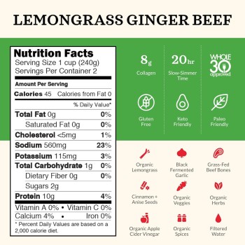 Kettle & Fire Lemongrass Ginger Beef Bone Broth
