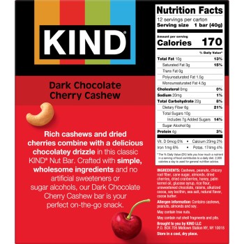 Kind Bar Dark Chocolate Cherry Cashew Kind Bar Dark Chocolate Cherry Cashew