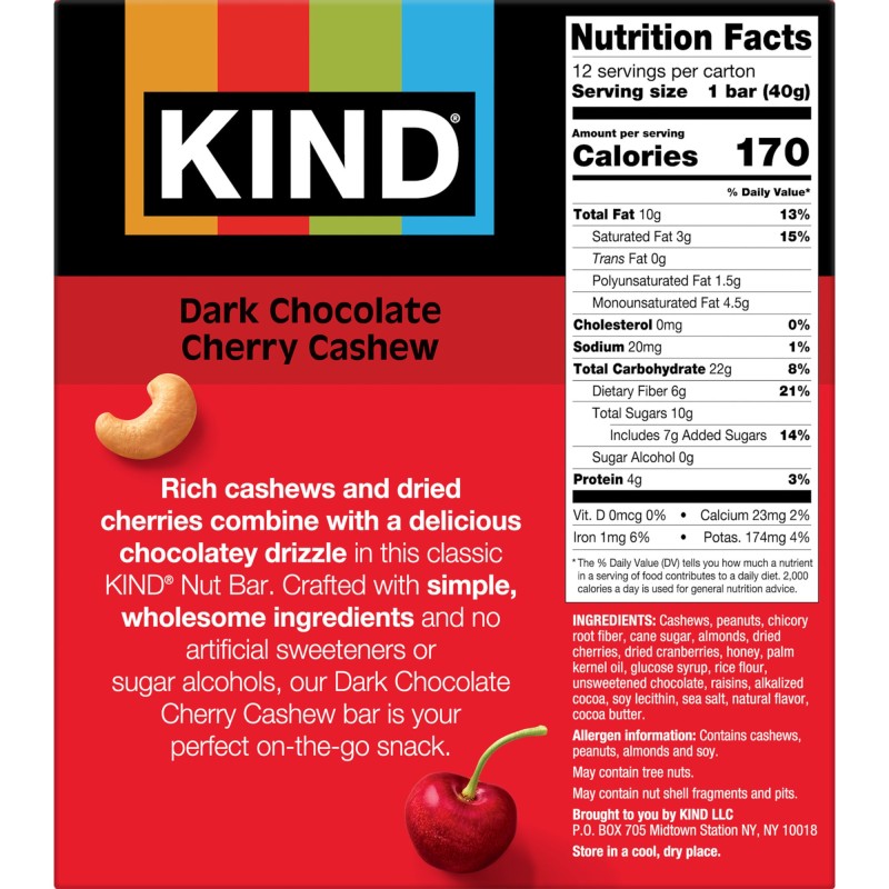Kind Bar Dark Chocolate Cherry Cashew Kind Bar Dark Chocolate Cherry Cashew