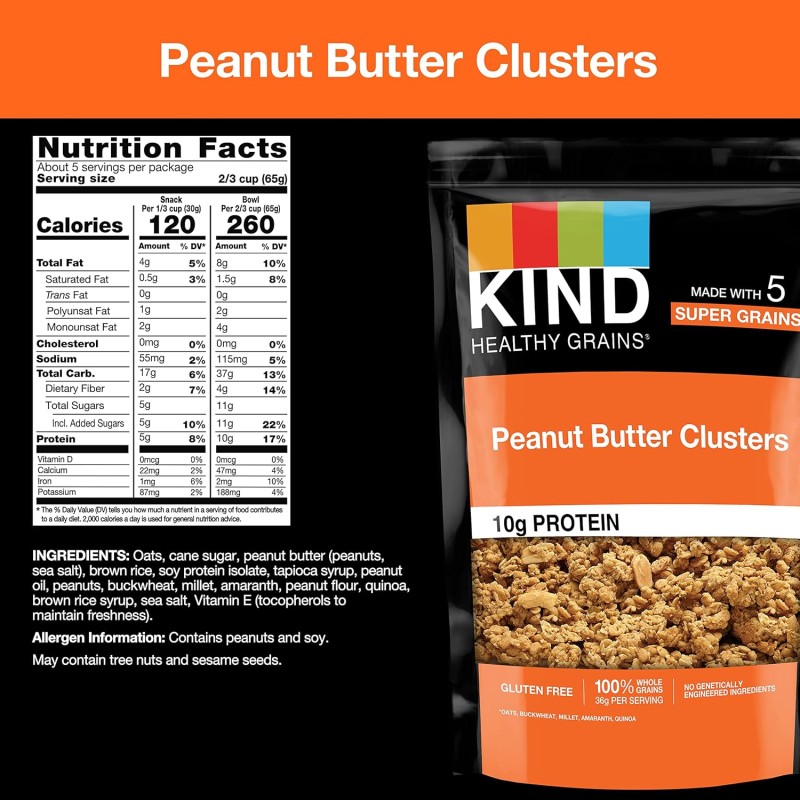 Kind Granola Clusters Peanut Butter Whole Grain