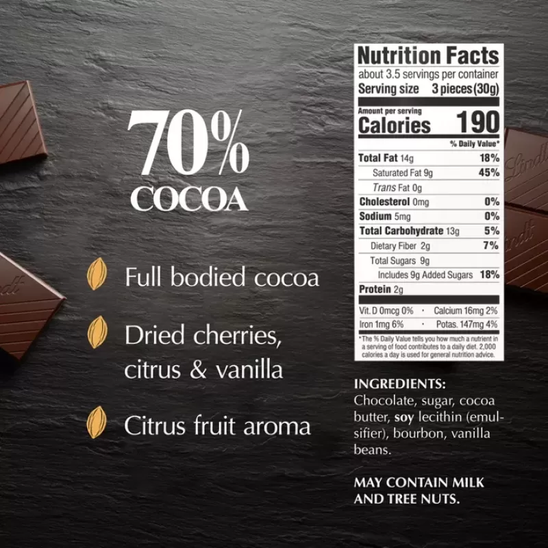 Lindt Dark Chocolate 70% Cacao Lindt Dark Chocolate 70% Cacao