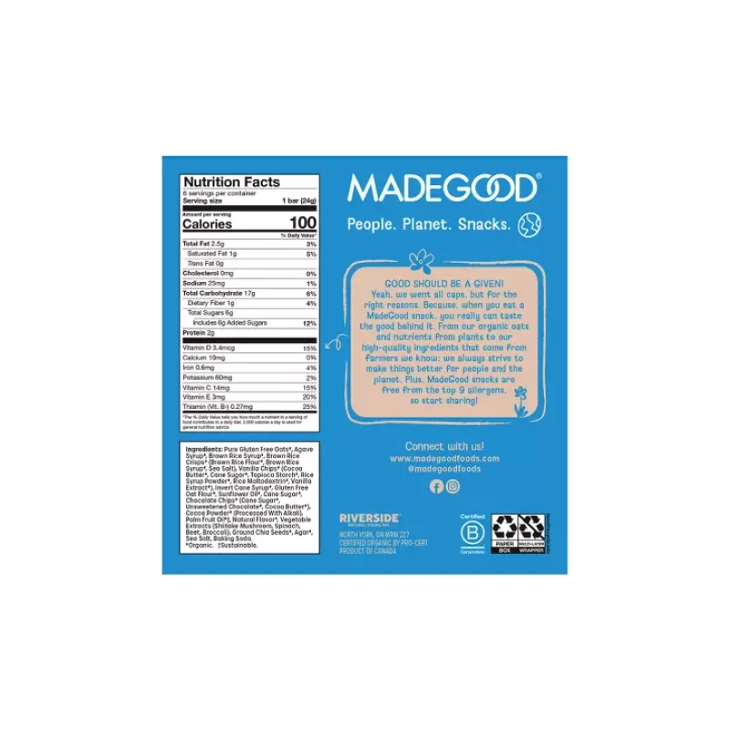 MadeGood Cookies & Crème Granola Bars