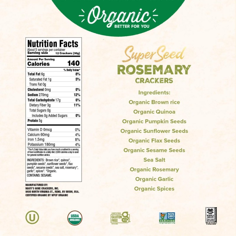 Mary's Gone Crackers Rosemary