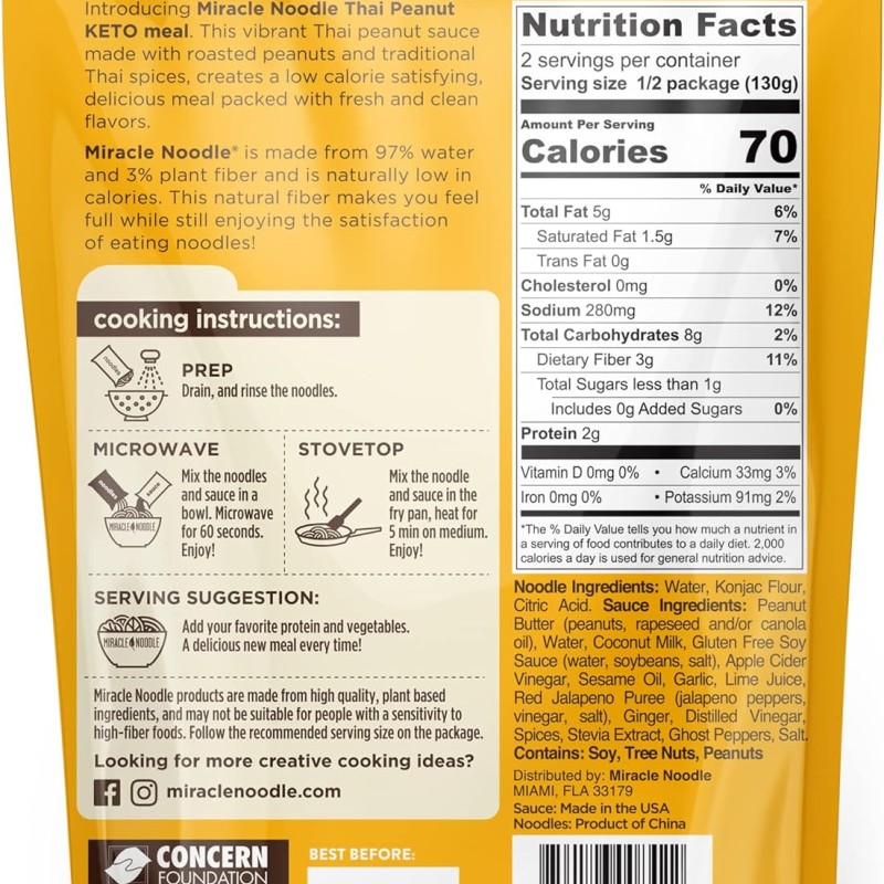 Miracle Noodle Keto Meal Thai Peanut