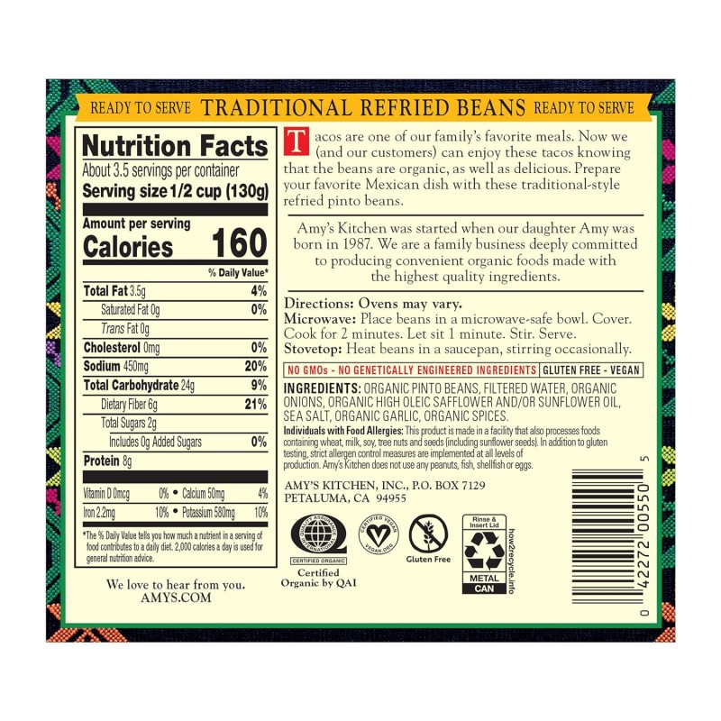 Amy's Organic Traditional Refried Beans Amy's Organic Traditional Refried Beans