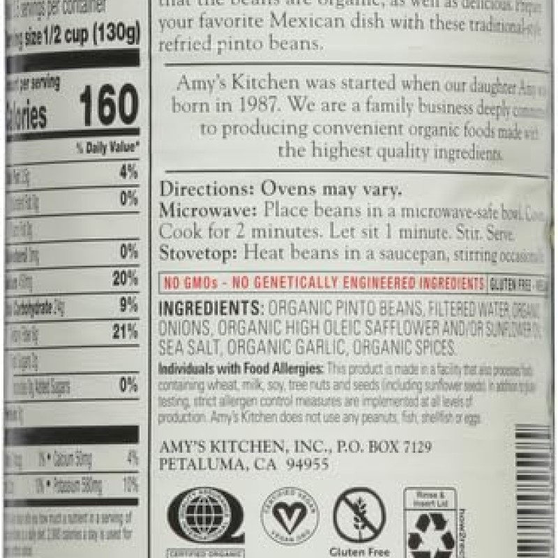 Amy's Organic Traditional Refried Beans Amy's Organic Traditional Refried Beans
