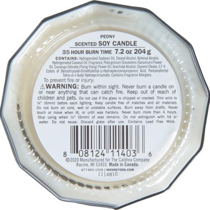 Mrs. Meyers Clean Day Peony Scented Candle