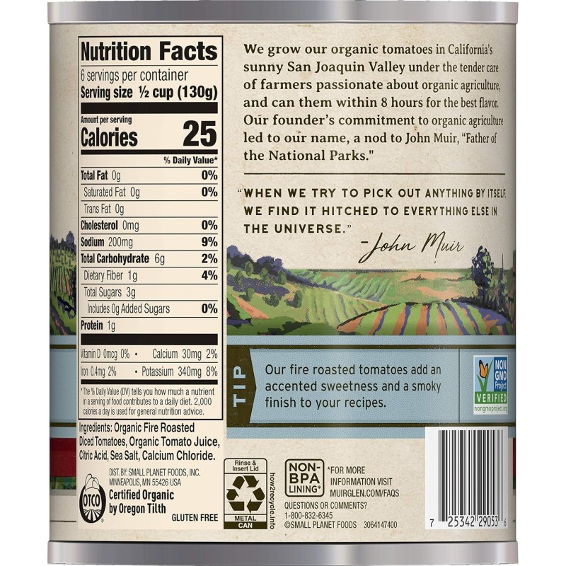 Muir Glen Tomatoes Diced Fire Roasted