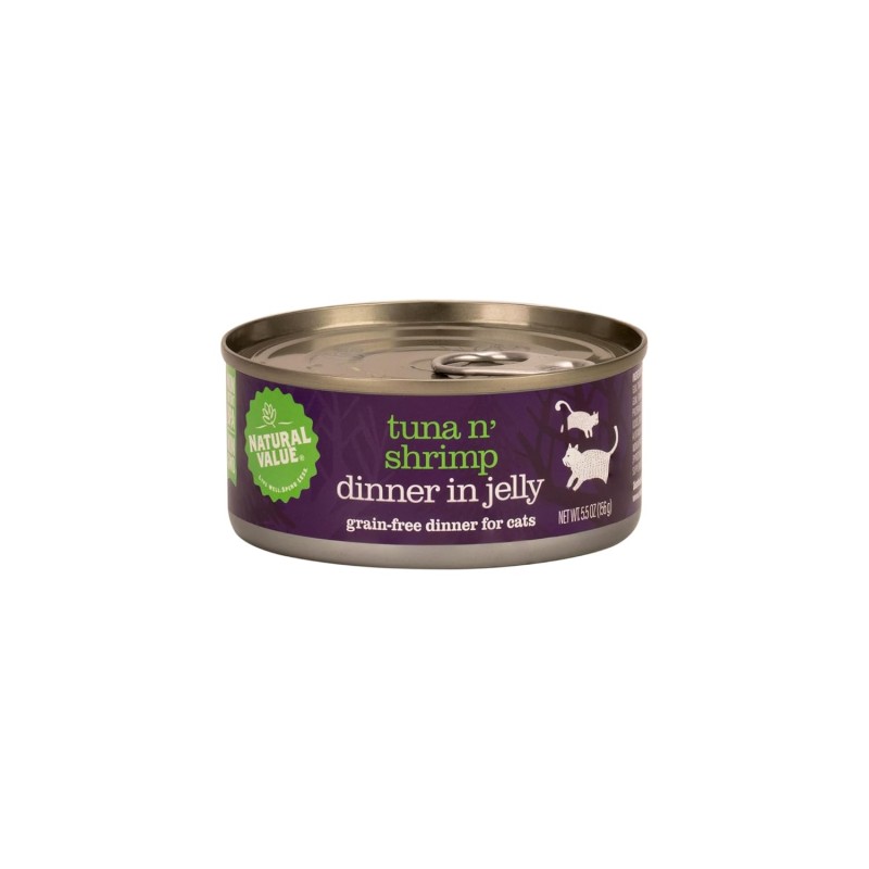 Natural Value Cat Food, Red Meat Tuna In Jelly Topped With Shrimp, 5.5 OZ