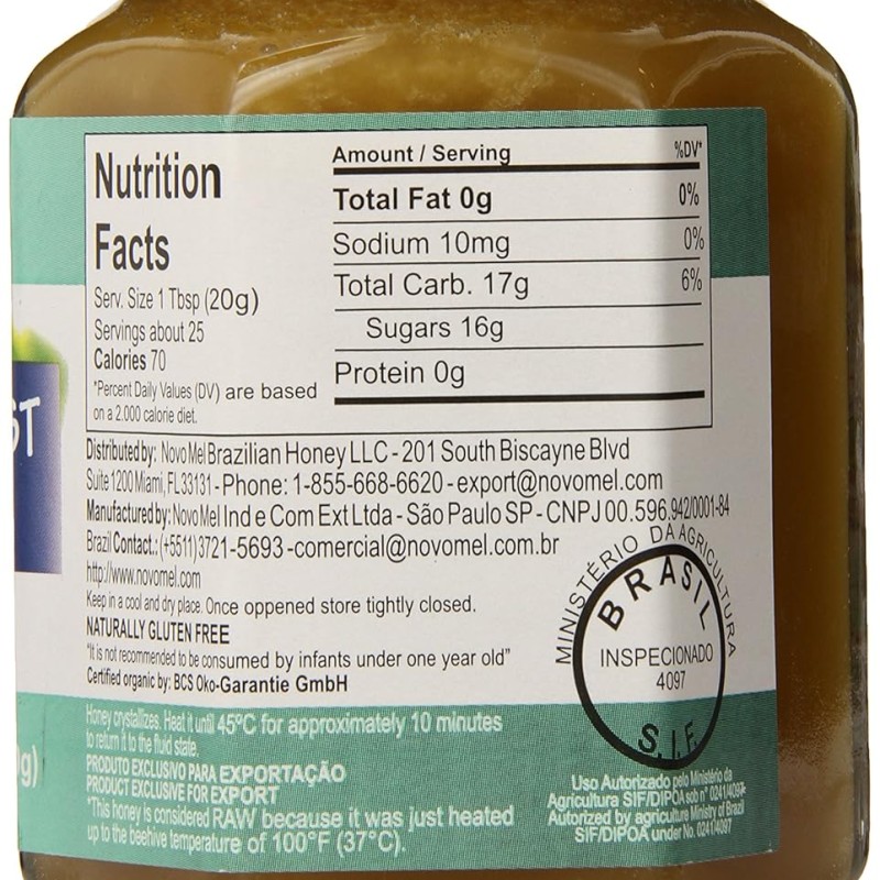 Novo Raw Organic Honey Rainforest