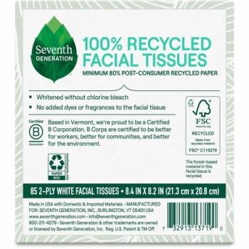 Seventh Generation Facial Tissues 2 ply 85 ct