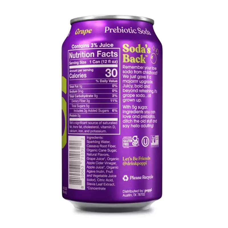 Poppi Prebiotic Soda Grape
