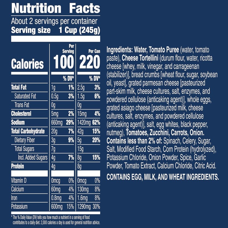 Progresso Cheese Tortellini in Garden Vegetable Tomato Soup