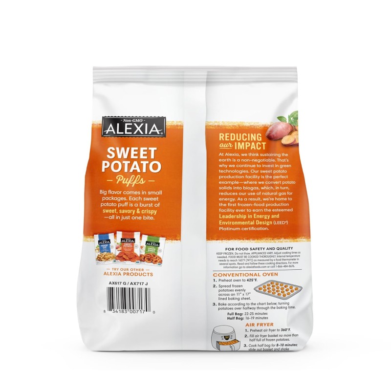 Alexia Crispy Bite Size Sweet Potato Puffs 20 Oz Alexia Crispy Bite Size Sweet Potato Puffs 20 Oz