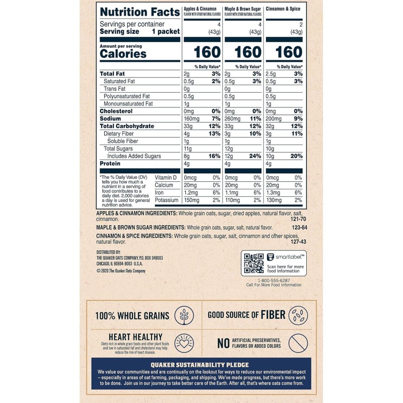 Quaker Flavor Variety Instant Oatmeal Packets