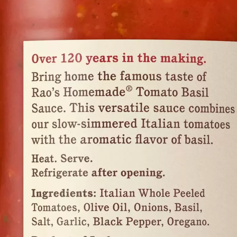 Rao’s Tomato Basil Sauce