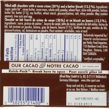 Ritter Sport Milk Chocolate with Butter Biscuit & Cocoa Creme