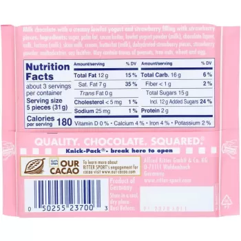 Ritter Sport Milk Chocolate With Strawberry Creme