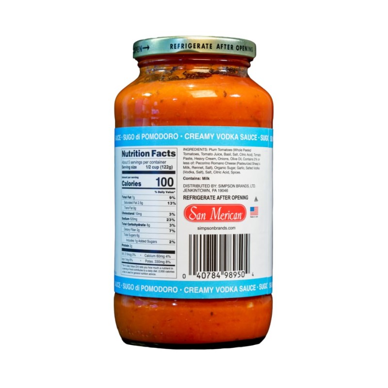San Merican Vodka Tomato Sauce