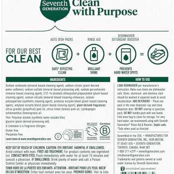 Seventh Generation Dish Packs Lemon 20 PKS