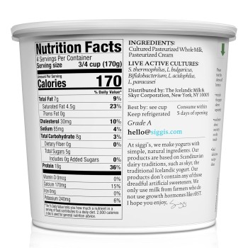 Siggi's Plain Whole Milk Yogurt